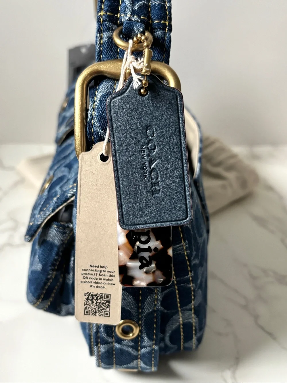 New LIMITED Coach Coachtopia Cargo Shoulder Bag in Signature Blue Denim - Picture 9 of 14